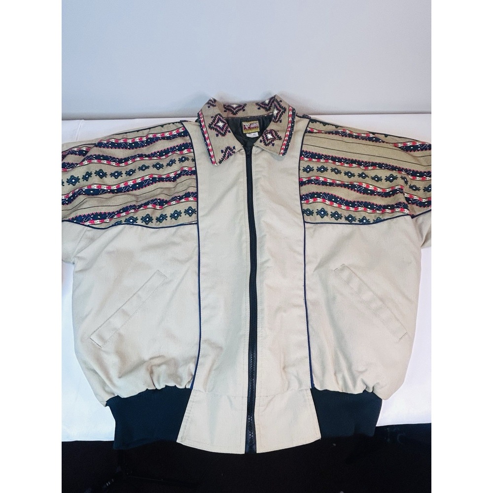 Bee-Wild Bomber Jacket Men's XL Vintage Aztec Navajo Lined Full Zip Southwestern